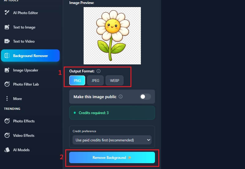 remove checkered background