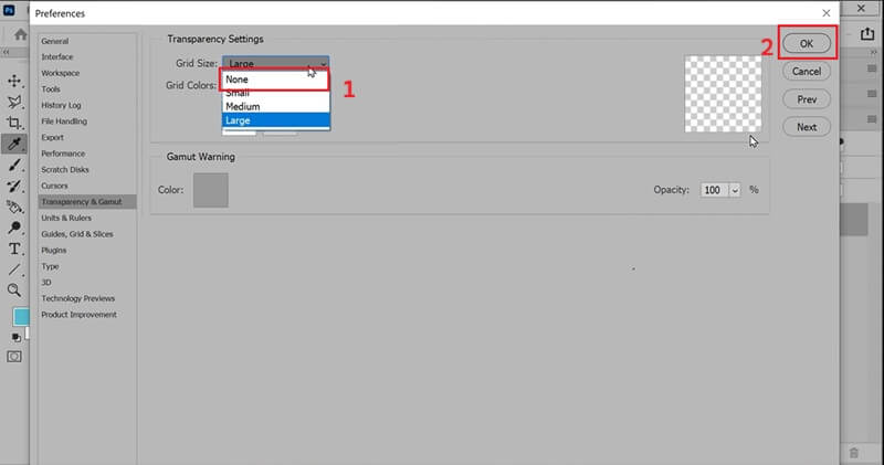 modify transparency settings